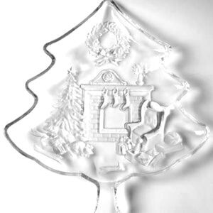 Mikasa Crystal Large Decorative Christmas Tree Platter 13"X12"X1.25"